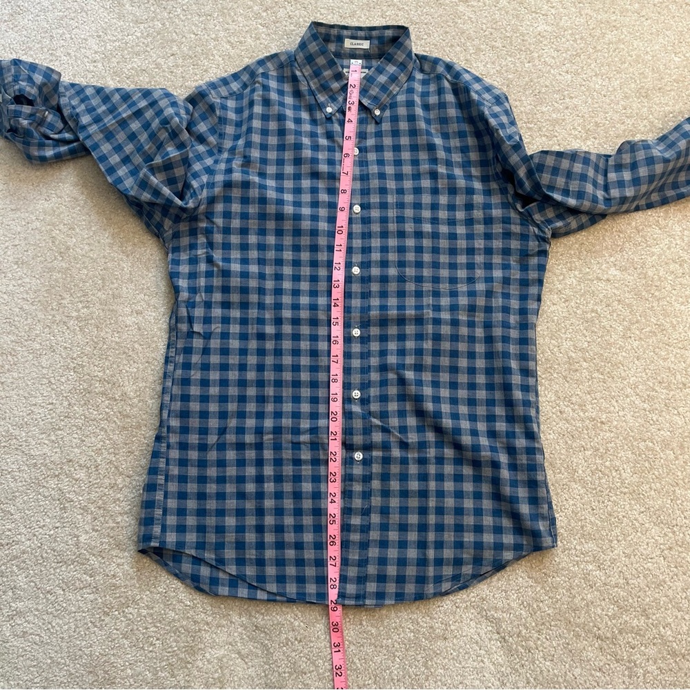 Jcrew Shirt Mens Small Blue Gray Gingham Check Plaid Button Up Stretch Classic - Picture 7 of 8
